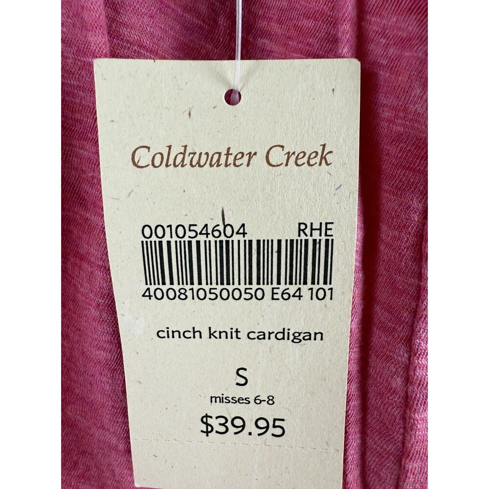 NWT Coldwater Creek Women’s Pink Open Front Cardigan Ruched, Size S, 3/4 Sleeve - Picture 3 of 16
